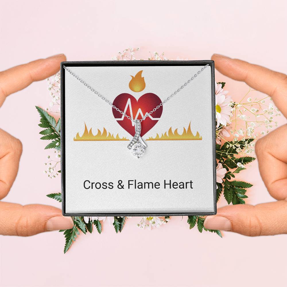 CROSS & FLAME HEART PENDANT