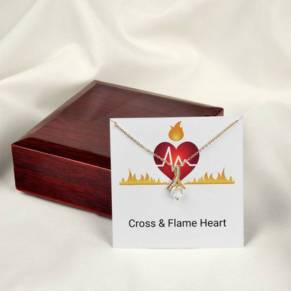 CROSS & FLAME HEART PENDANT