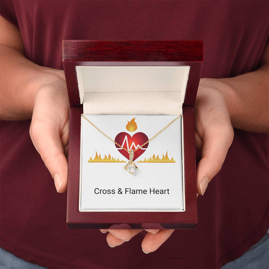 CROSS & FLAME HEART PENDANT