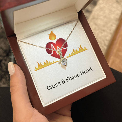 CROSS & FLAME HEART PENDANT